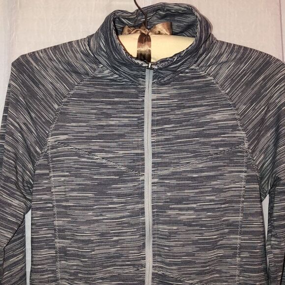 Champion S Active Full Zip Mock Neck Fitted Gray White Heathered Sweatshirt - Picture 3 of 14